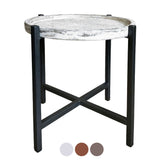 David - table d'appoint - argent vieilli/noir - métal - ø 46 x H 45 cm